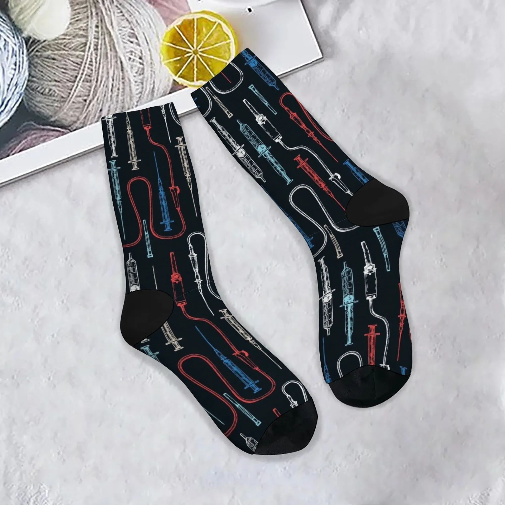 Medizinische Spritzen-Socken, Neuheit, lustige Socken, Retro-Street-Hip-Hop-Mode, Herrensocken, bequeme, rutschfeste Outdoor-Sportsocken