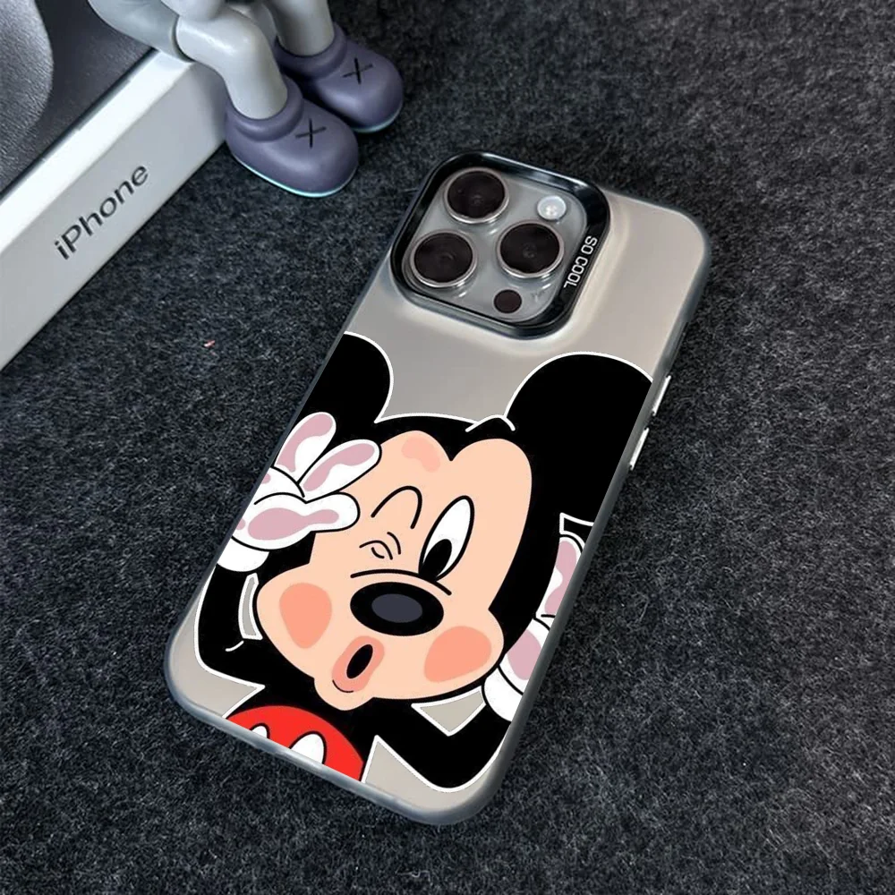 M-Mickey mouse Phone Case Phone Case IMD color silver shell For iPhone 16 15 14 13 12 11 Pro Max Plus