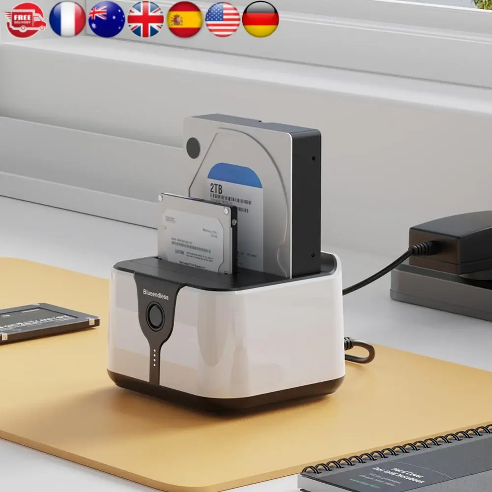 

USB 3.0 To SATA Dual Bay External Hard Drive Docking Station Support Offline Clone Hard Drive Dock for 2.5 Or 3.5in SATA HDD/SSD
