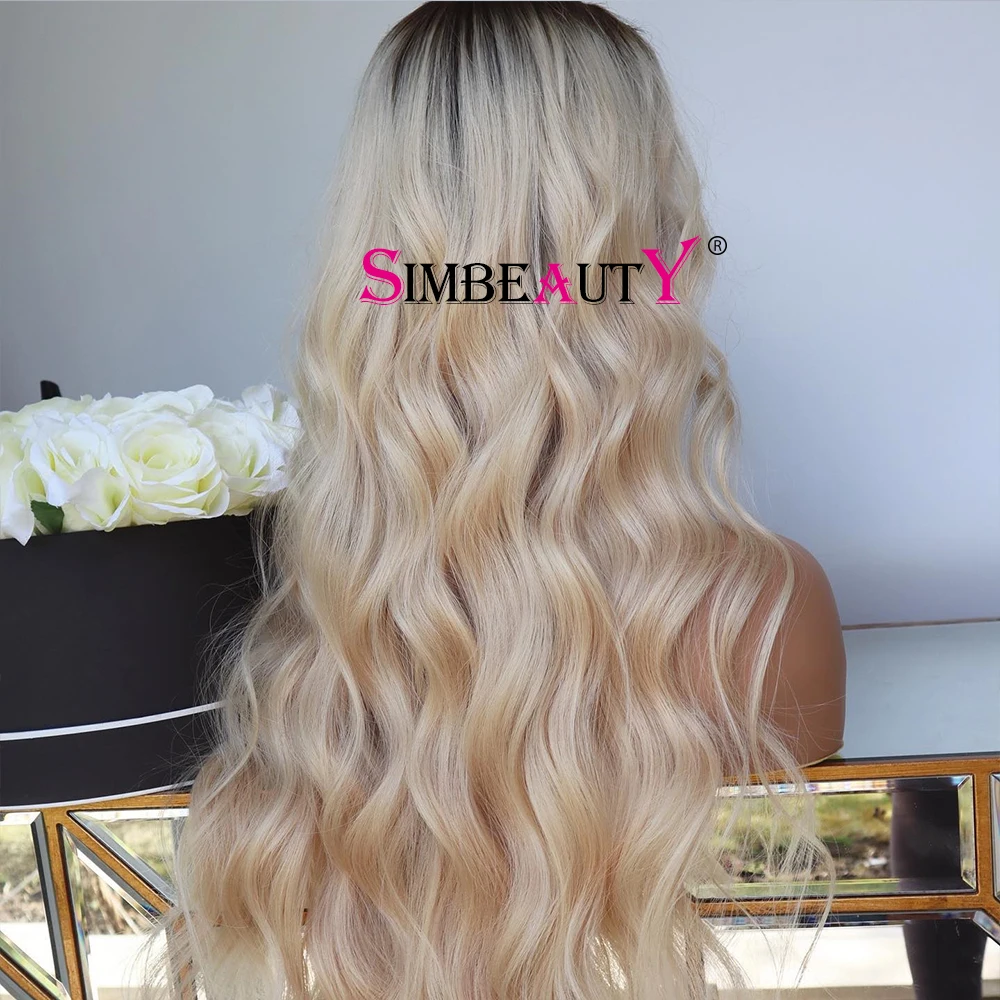 Ombre Platinum Blonde Glueless Loose Wave U Part Wig 100% Human Hair Highlight 613 Silver Grey Body Wavy Remy Full Machine Made