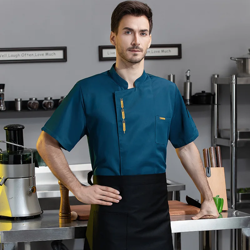 Chef Uniform Short Sleeve Breathable Thin Hotel Dining Canteen Kitchen Baking Overalls Men's Summer Women's Clothes