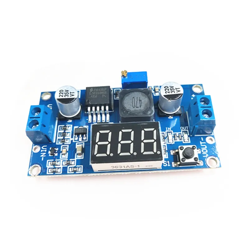 1pcs LM2596 DC 4.0~40 to 1.3-37V Adjustable Step-Down Power Module + LED Voltmeter