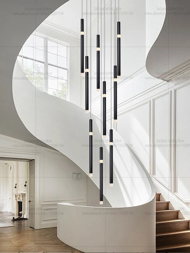 Nordic Style Long Chandelier Hanging Villa Staircase Pendent Lamp Suitable For Living room Dining room Pendant Indoor Lighting