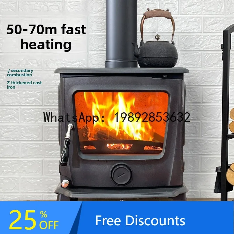 CZ Fireplace Wood Cast Iron Home Wood-Burning Heating Living Room Self-Built Villa Homestay Rural Fireplace