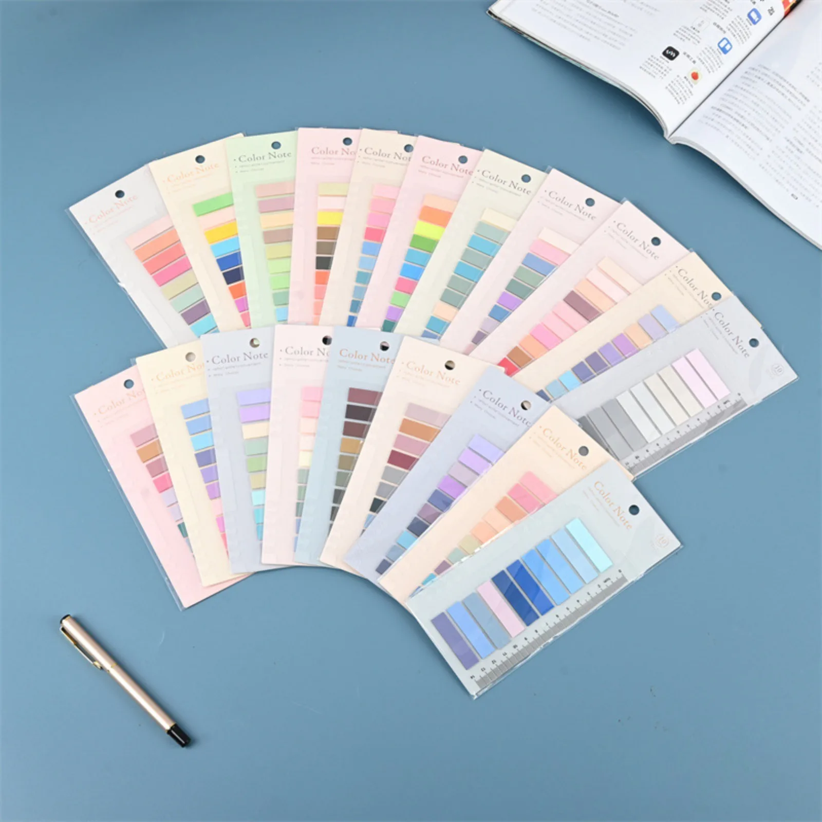 Color Series Self Adhesive Memo Pad, Sticky Notes, Bookmark, Point It Marker, Sticker Paper, Office, School Supplies