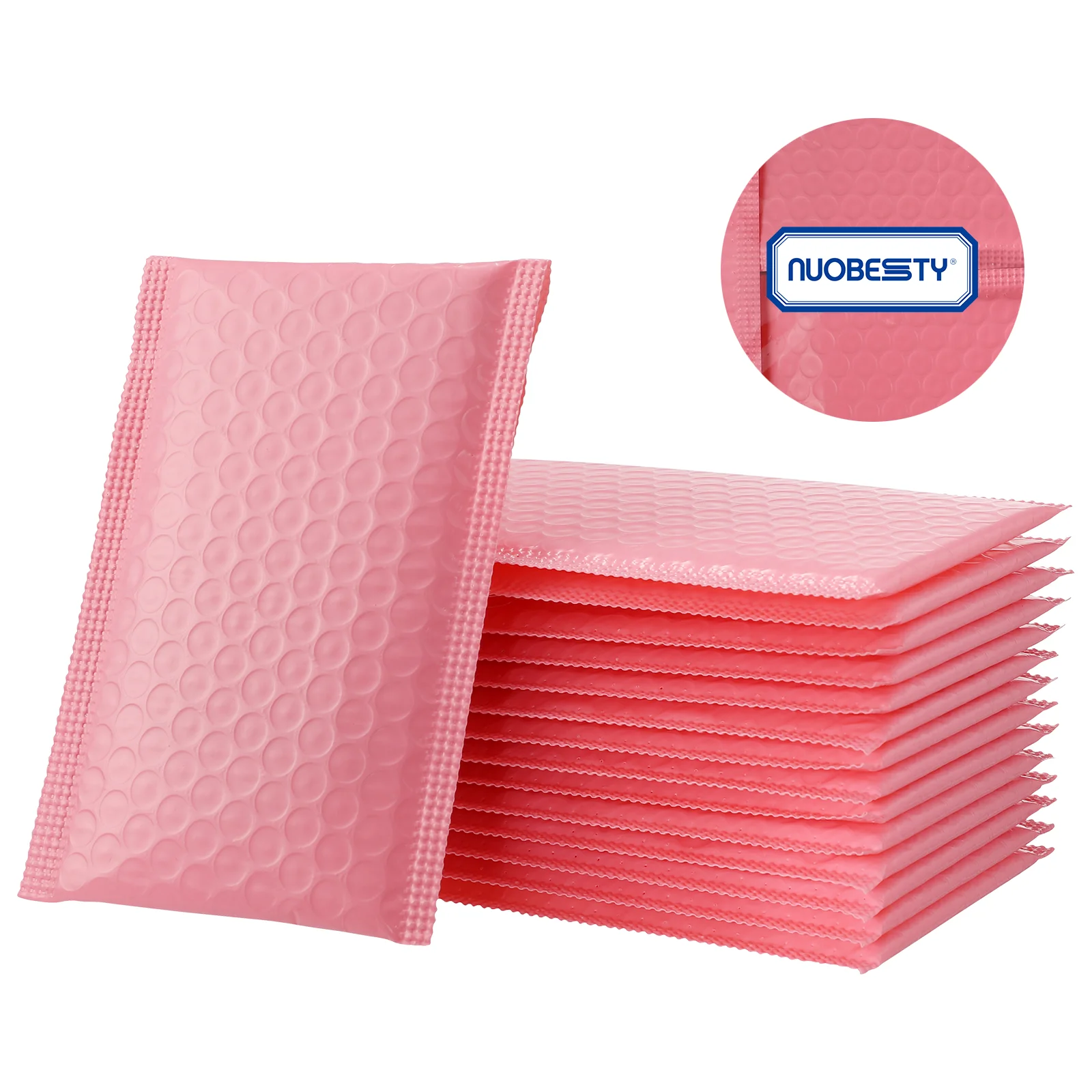 NUOBESTY 50pcs Shockproof Padded Bubble Envelopes Bubble Mailers Waterproof Bubble Packing Envelope (Pink, 15x11cm)