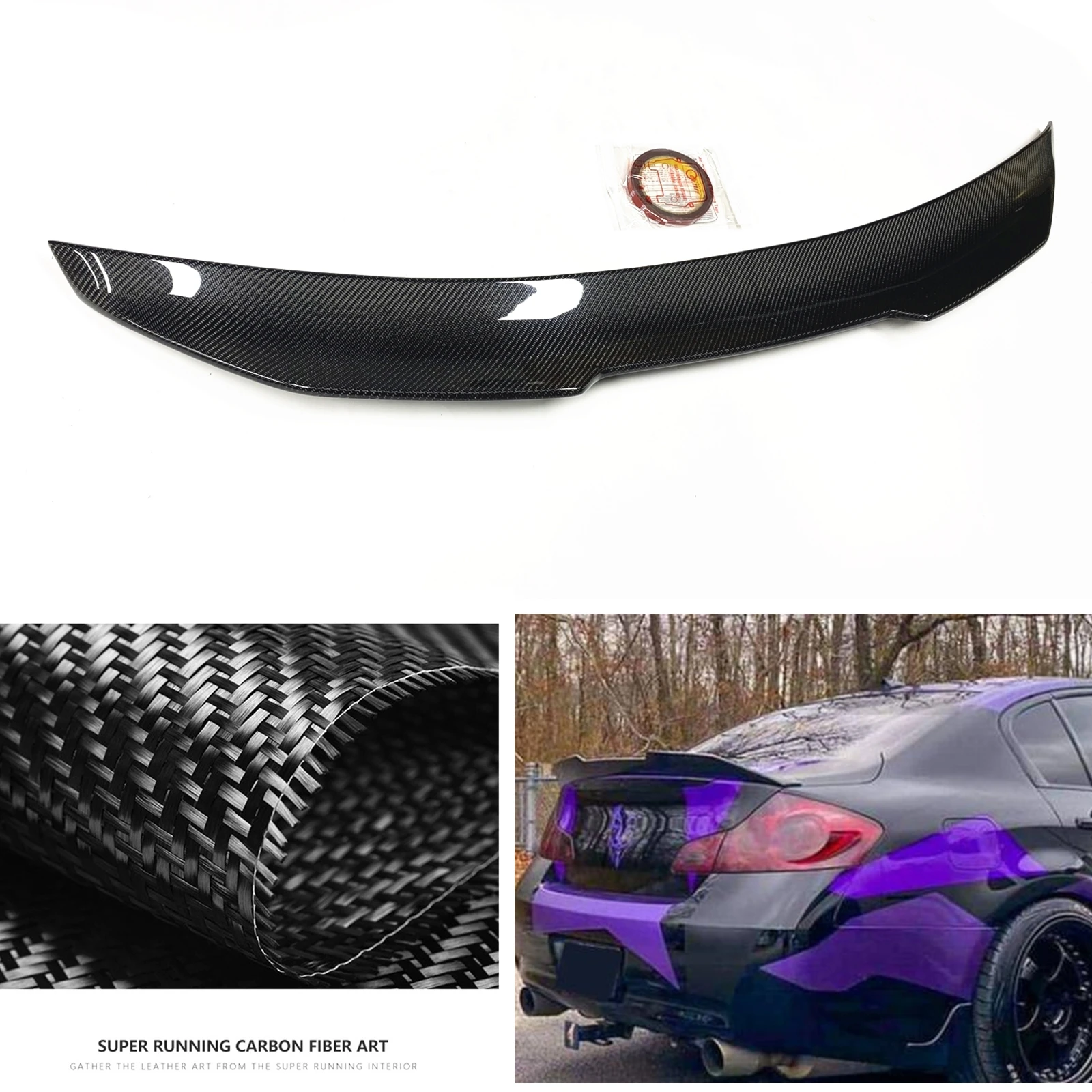 Carbon Fiber Rear Trunk Lid Spoiler Wing High Kick Splitter Lip Auto Kit For Infiniti G37 2008-2013 Sedan 4 Door PSM Style