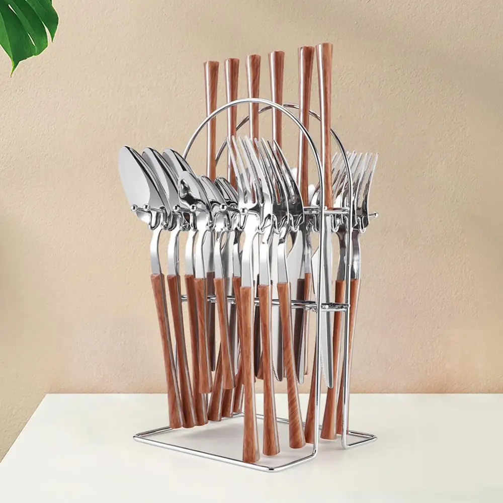 Dinnerware Set 430 Stainless Steel Marble Western Food Tableware Knife Fork Spoon Cutlery Set Rack Kitchen Supplies Gifts