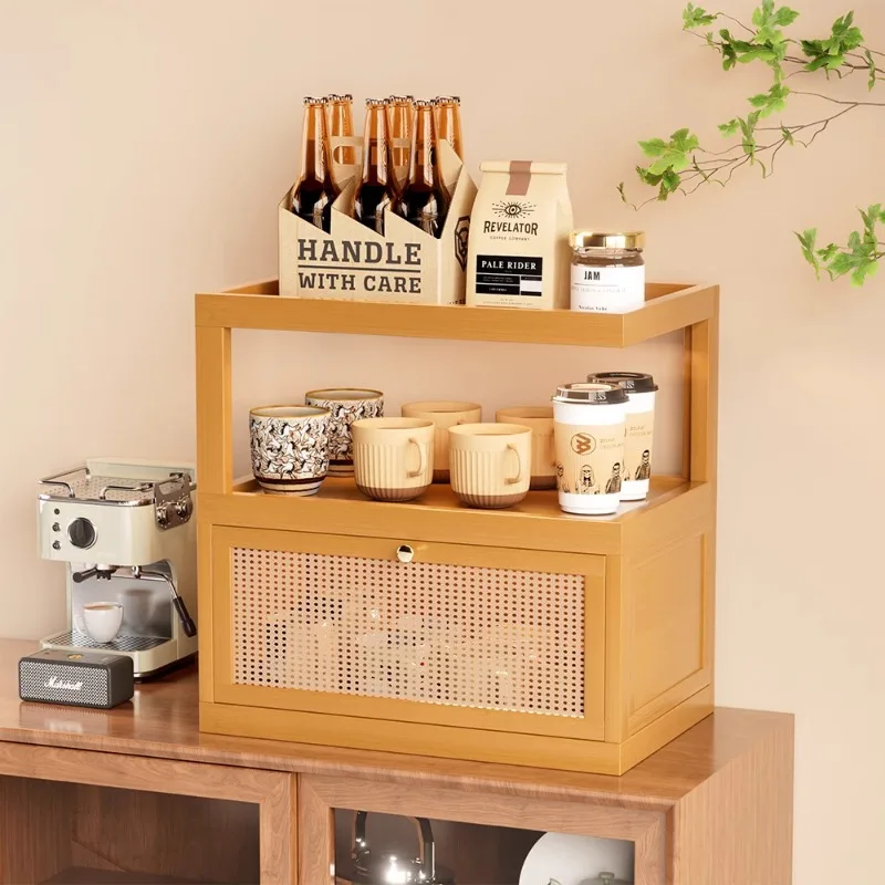 

Бамбуковый двухслойный боковой столик, многофункциональный шкаф для хранения для гостиной, кухни, спальни, компактный органайзер для макияжа, стойка