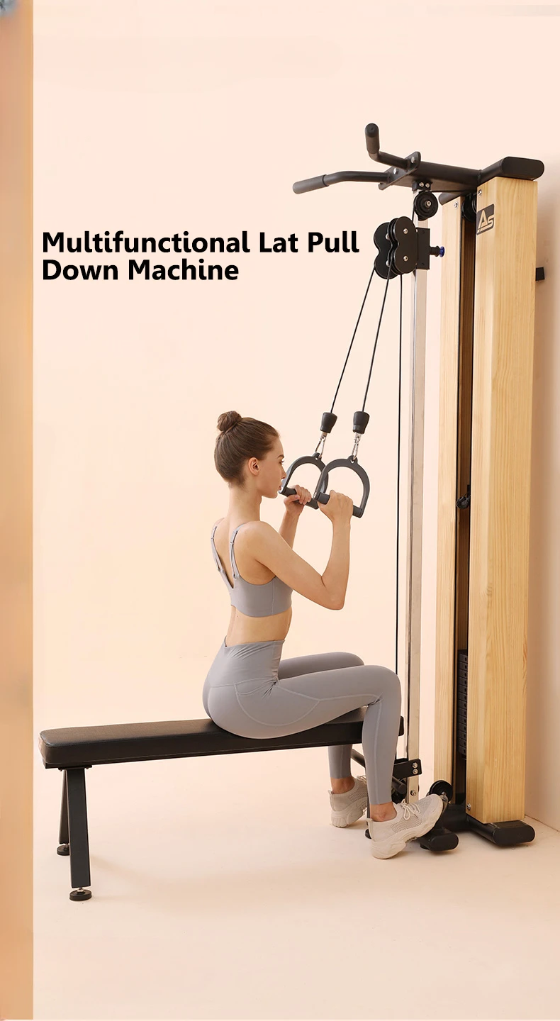 Factory Directly Sale Popular Wooden Wall Mount Lat Pulldown Cable  Workout