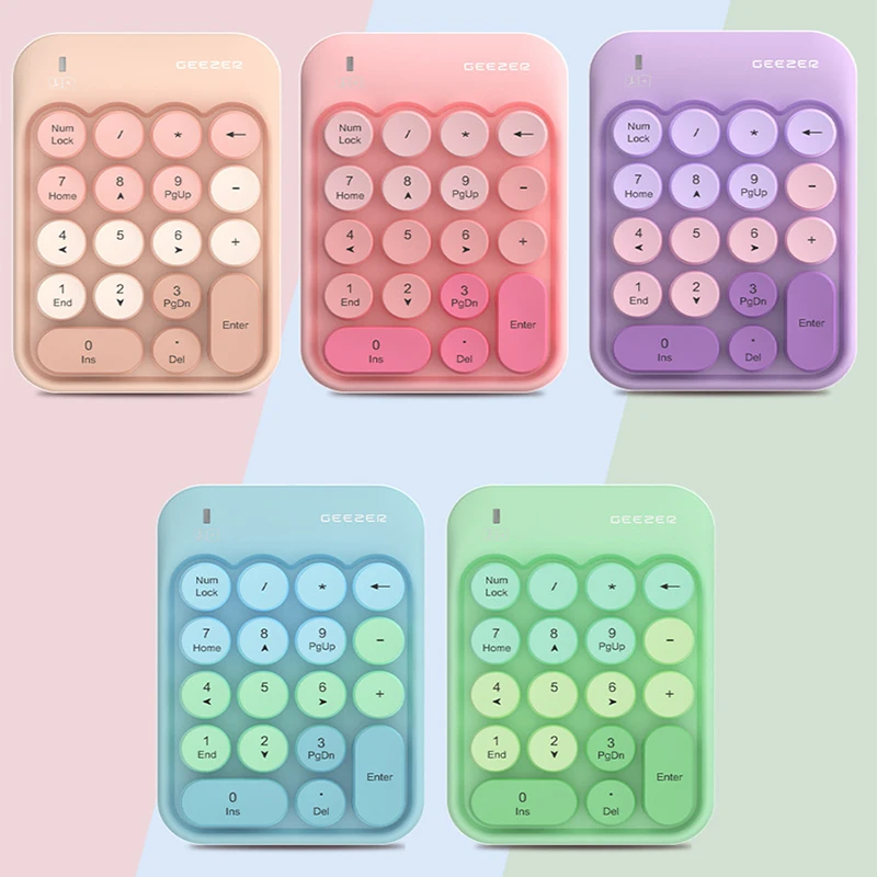 Portable 2.4G Plug and Play Wireless Number Keypad 18 Keys Retro Round Keycads Cute Mini Number Keyboard for PC/Desktop/Laptop