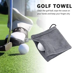 1Pc Golf Towel for Golfer Microfiber Golf Wet and Dry Amphibian Black with Hook Golf Ball Cleaning Towel with Retractable