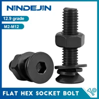 Perno y tuerca de tornillo de cabeza plana con casquillo hexagonal con arandelas Pernos y tuercas Allen de acero de aleación de grado 10,9/12,9 M2 M2.5 M3 M4 M5 M6 M8 M10