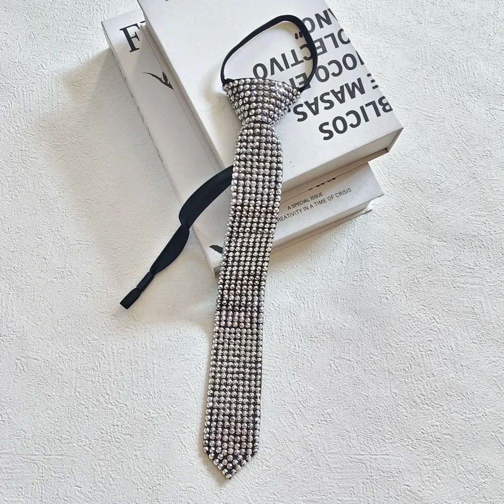 Retro Rhinestone Crystal Tie Unique Accessory Versatile Necktie for Casual Formal Wear Men Women Handmade Fashion Jewelry Gifts