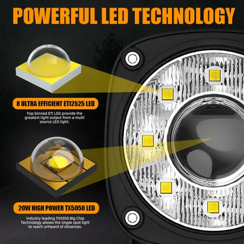 3 inch LED Pods Light Work lamp Flood Spot Beam 4x4 Driving Led Off Road barra led 12v 24v for Jeep Car Truck ATV SUV Pickup 10 best sales barra led 12v car - №5