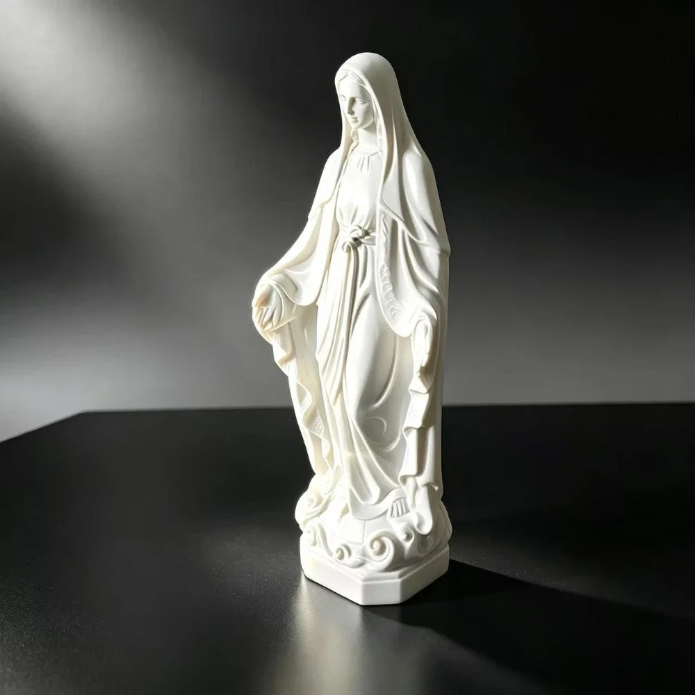 Religious Virgin Mary Statue Our Lady of Grace Resin Figurine Home Tabletop Decor Ornament for Bedroom Living Room Decoration