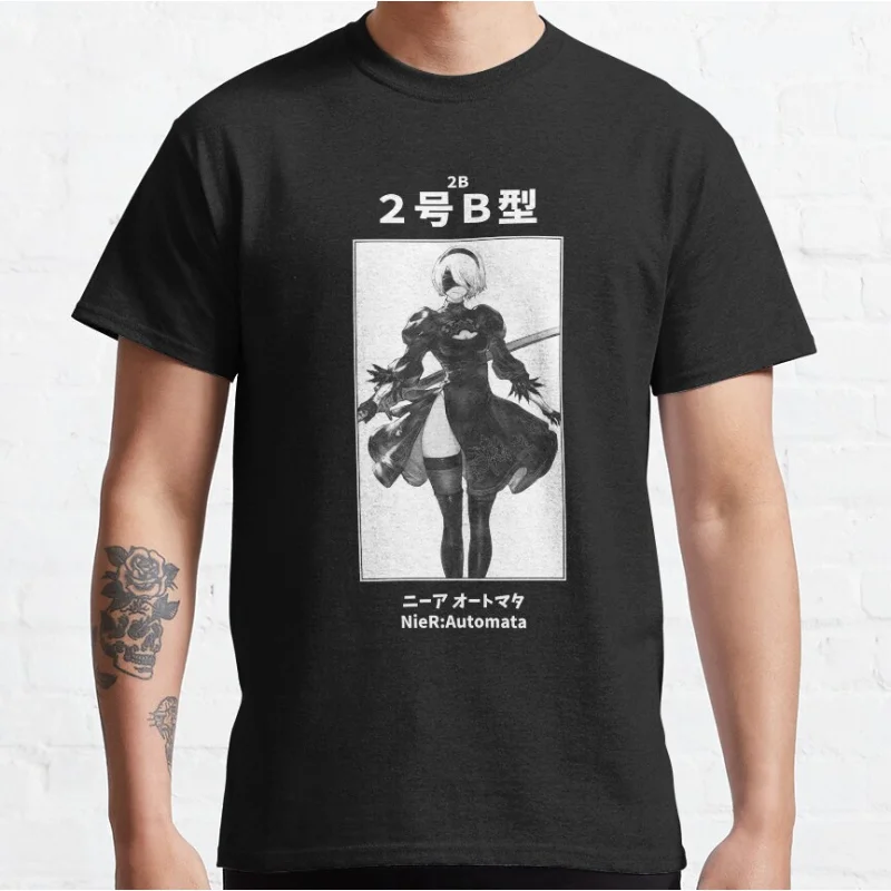 

80s vintage 2B Nier Automata Simple Anime video game gift T shirt for man Large size Tops 100% cotton S-6XL print clothes