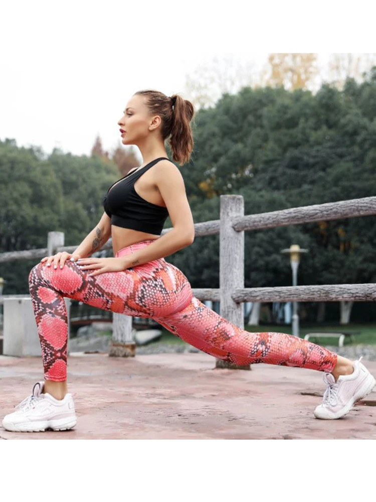 2023 Hot Sexy Leggings Women Red Snake Leggins Gray Green Yellow Printed Yoga Pants High Waist Skinny New Gothic Workout