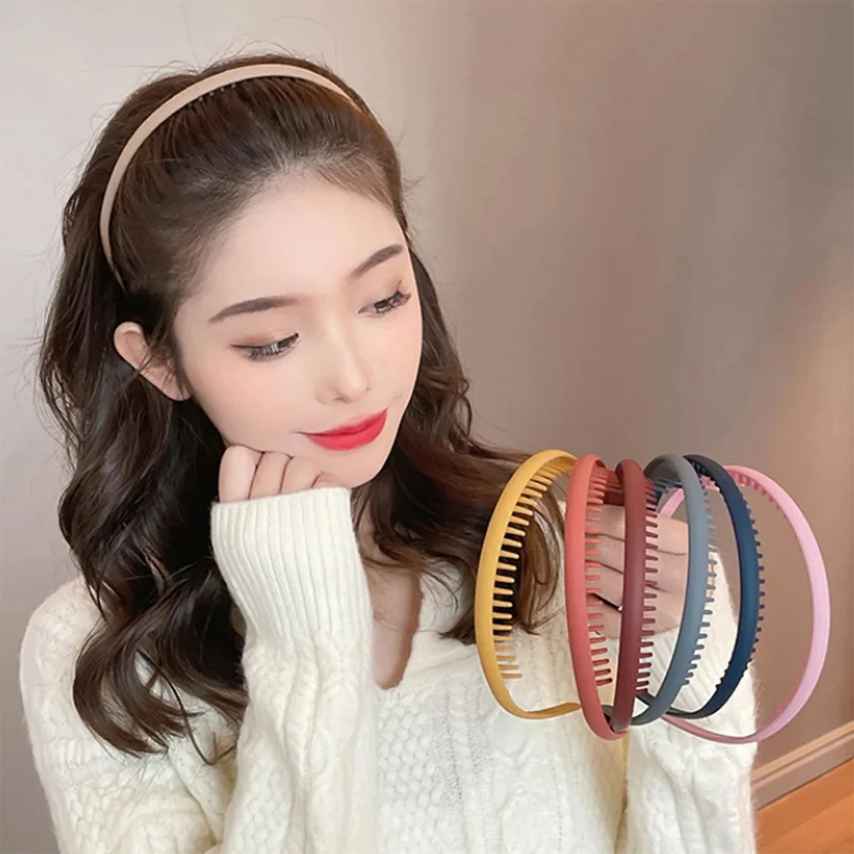 12 TEILE/SATZ Elegante Einfarbige Haarbänder Für Frauen Trendy Gezahnte Nicht-slip Haar Kämme Haar Zubehör Mädchen Sport Stirnbänder