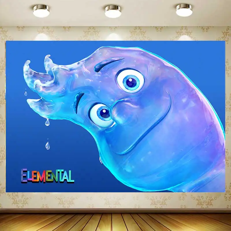 Disney Elemental Backdrop Funny Birthday Supplies Party Fire Water Banner Kid Cartoon Decoration Background Photography