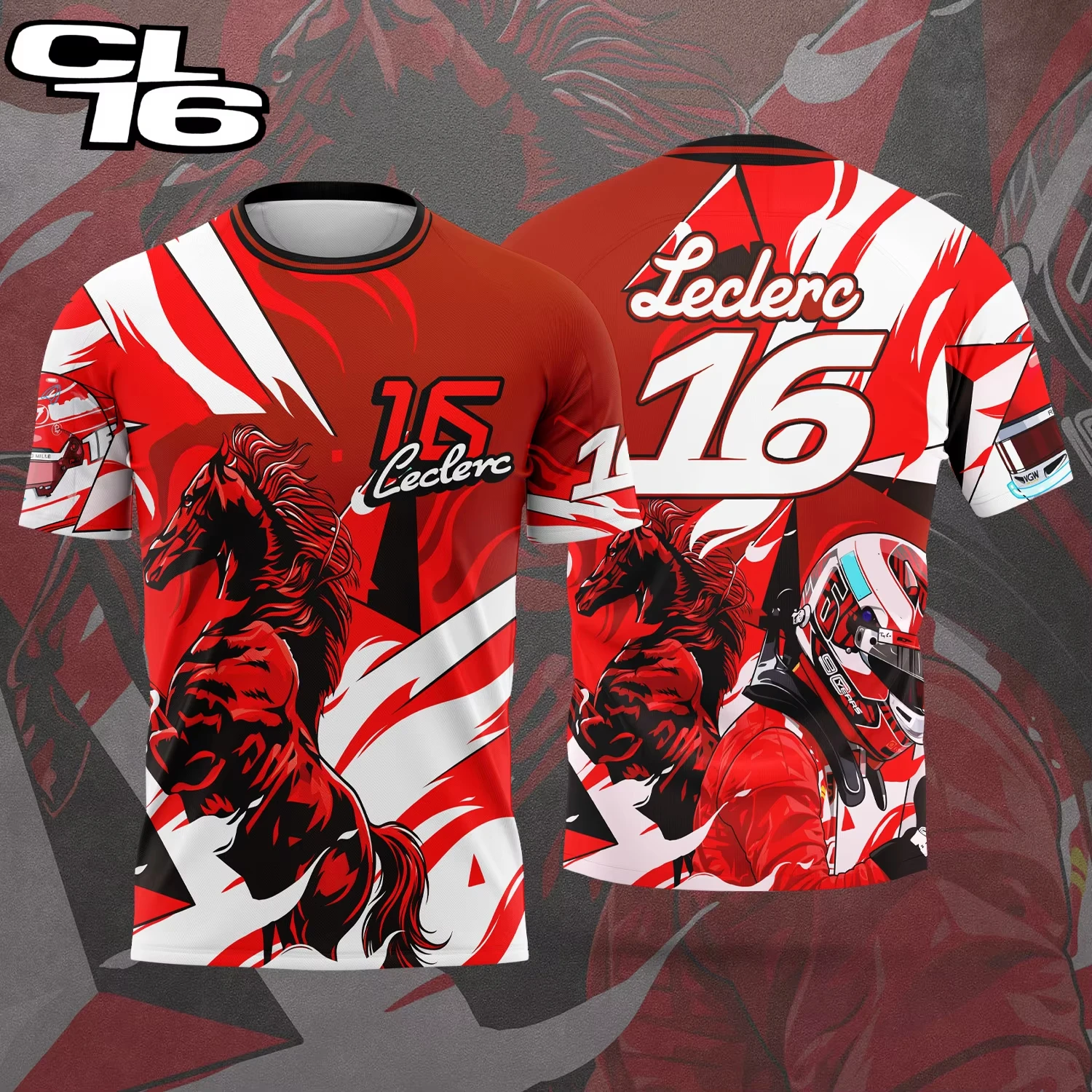 26 New Hot Summer No.16 LECLERC Rider Monaco Pink Motorcycle Racing Men's Women's Casual Oversized Loose Sports Short Sleeves