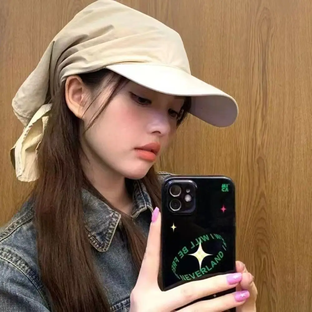 Simple Solid Color Headscarf Baseball Cap Korean Style Baseball Hat Sunscreen Beach Hats Nylon Sunscreen Hat Peaked Cap Girl