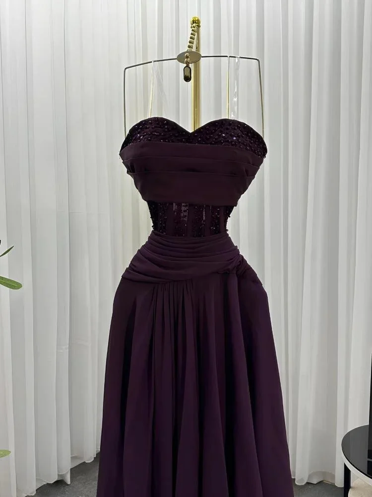 

Высококачественные ретро шифоновые платья с бисером по индивидуальному заказу, драпированные трапециевидные длинные платья в форме сердца, элегантные сексуальные платья на заказ