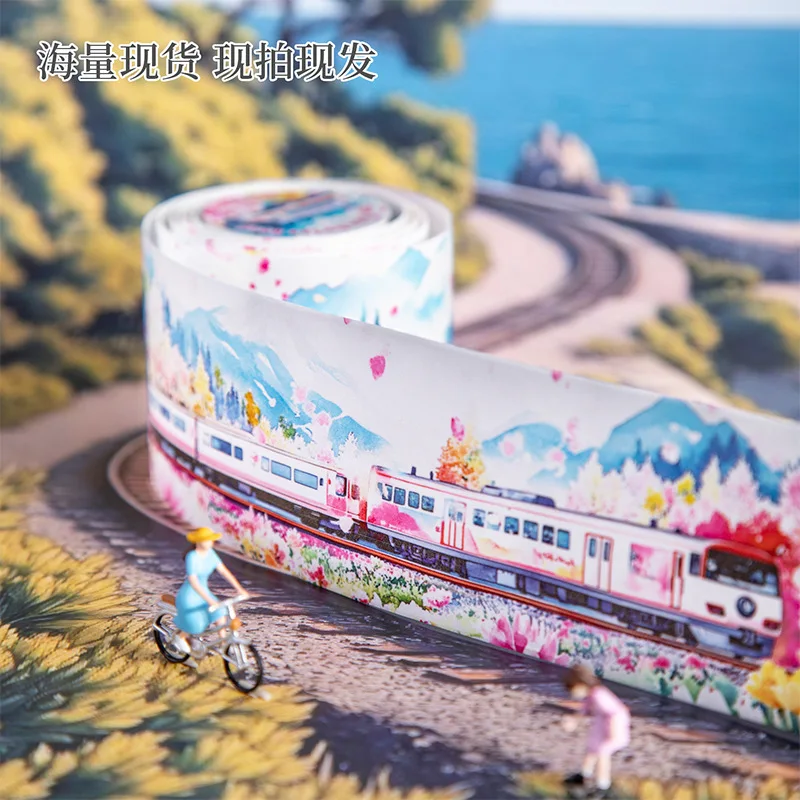 1 Buah/1Lot Pita Perekat Dekoratif Hewan Peliharaan Kereta Menuju Jalan Pita DIY Kertas Scrapbooking Stiker Jepang