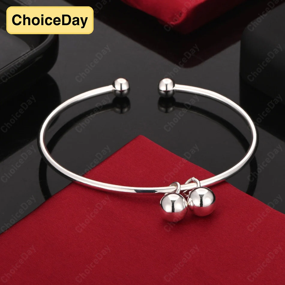 

ChoiceDay 925 sterling silver simple open bracelet beaded bracelet women's gift accessories hip hop punk party