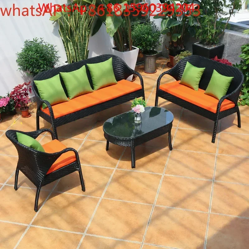 Outdoor sofa rattan combination outdoor garden courtyard leisure furniture villa lazy swimming pool rattan sofa home