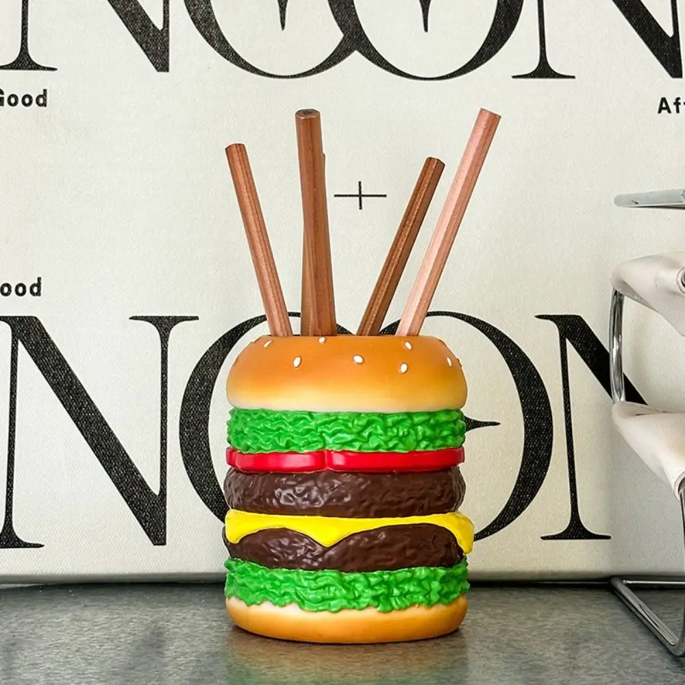 

Cute Hamburg Design Pen Holder Smooth Funny Makeup Brush Storage Bucket Multi-Purpose Creative Eyebrow Pencil Stand Girl Gift