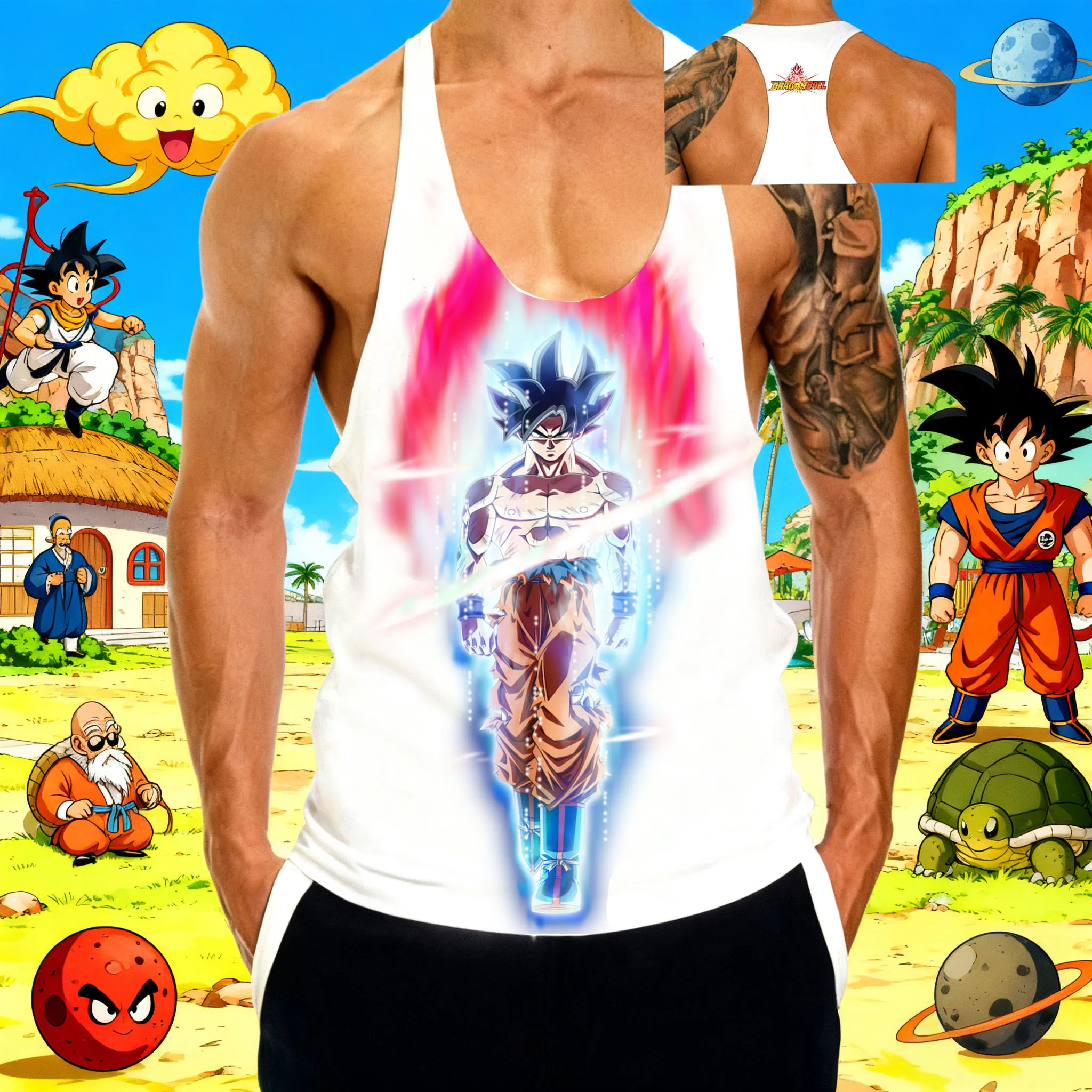 شعبية أنيمي "كرة التنين" Sun Wukong نمط طباعة 2025 الصيف الساخن بيع الرجال الرياضة الصالة الرياضية تنفس القطن سترة دون أكمام #1