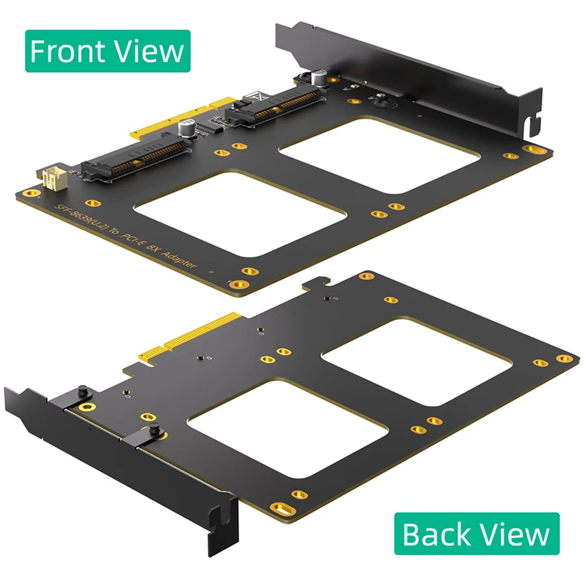 AT87-Dual U.2 a PCIe 4,0 X8 tarjeta adaptadora Riser U.2 SFF-8639 adaptador compatible con 2 X U.2 SSD Compatible con Win8/10/11 Linux