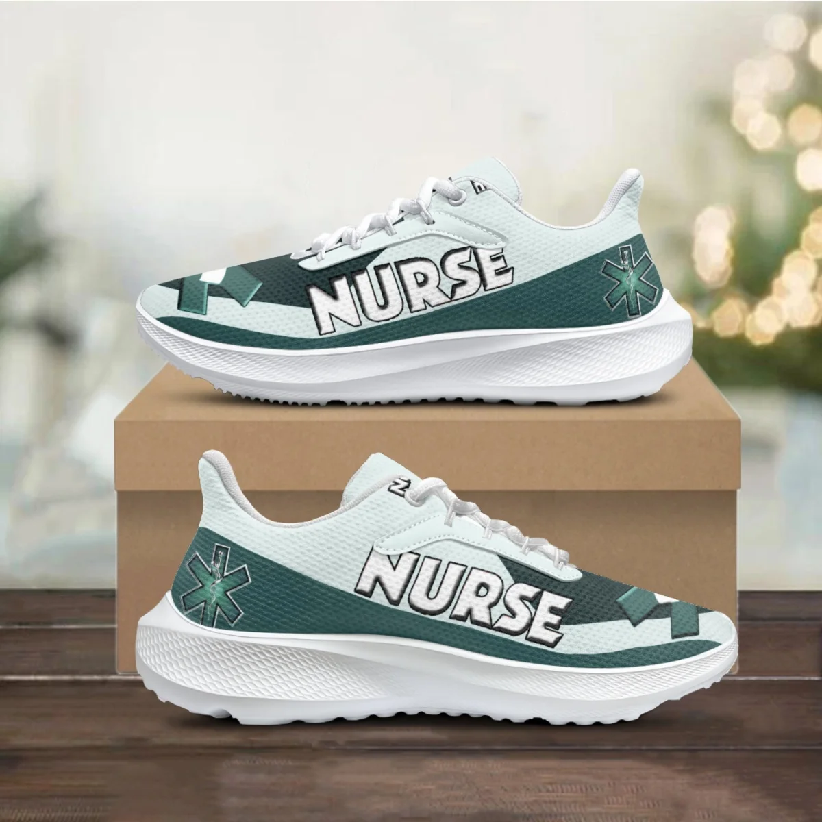 Halloween Gift Non-Slip Women's Flat Shoes Medical Hospital Nursing Sneakers Lightweight Lace-up Running Tennis Shoes for Women