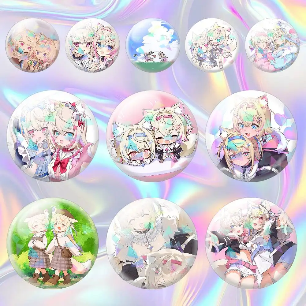 

FUWAMOCO Fuwawa Mococo 75mm 44mm 25mm Brooch Backpack Hat Pins Accessories Toys Badge
