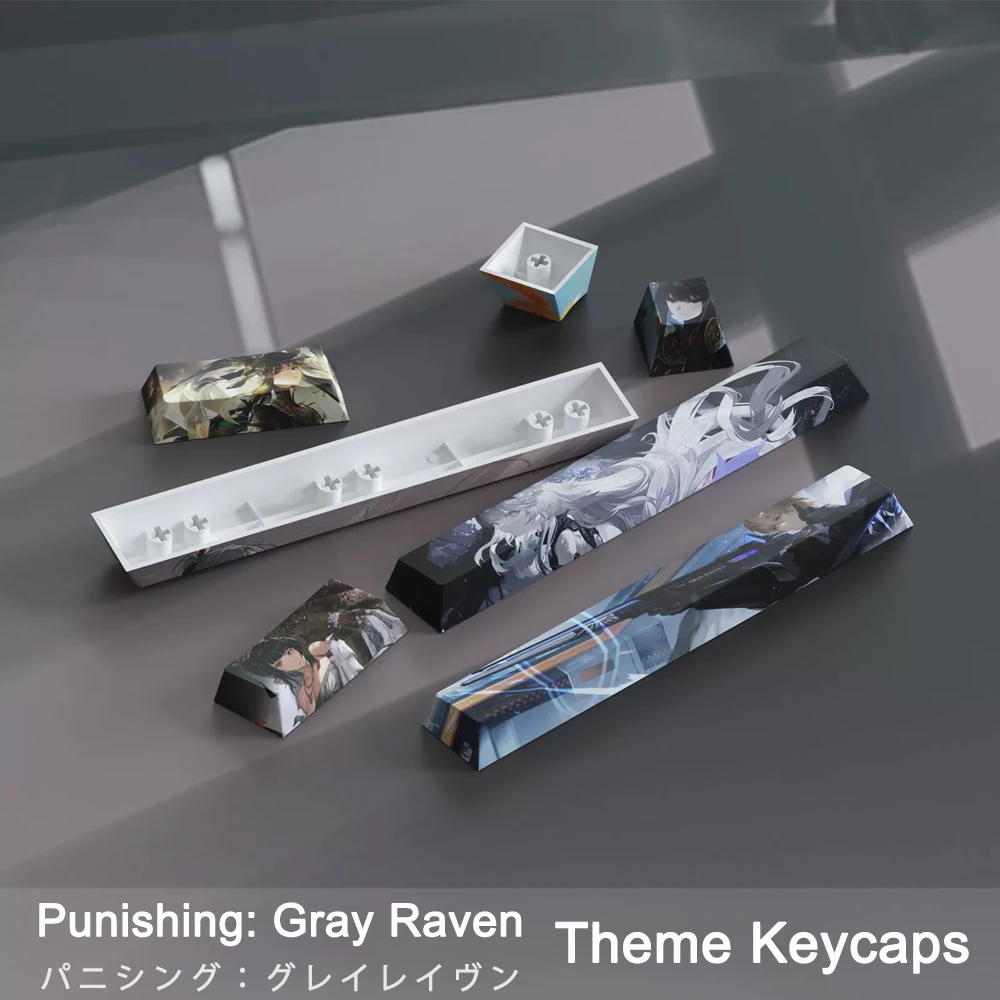 Punishing Gray Raven Anime Style Keycaps Dye Sublimation PBT Cherry Profile Mechanical Keyboard Keycap Set with 6.25U Spacebar