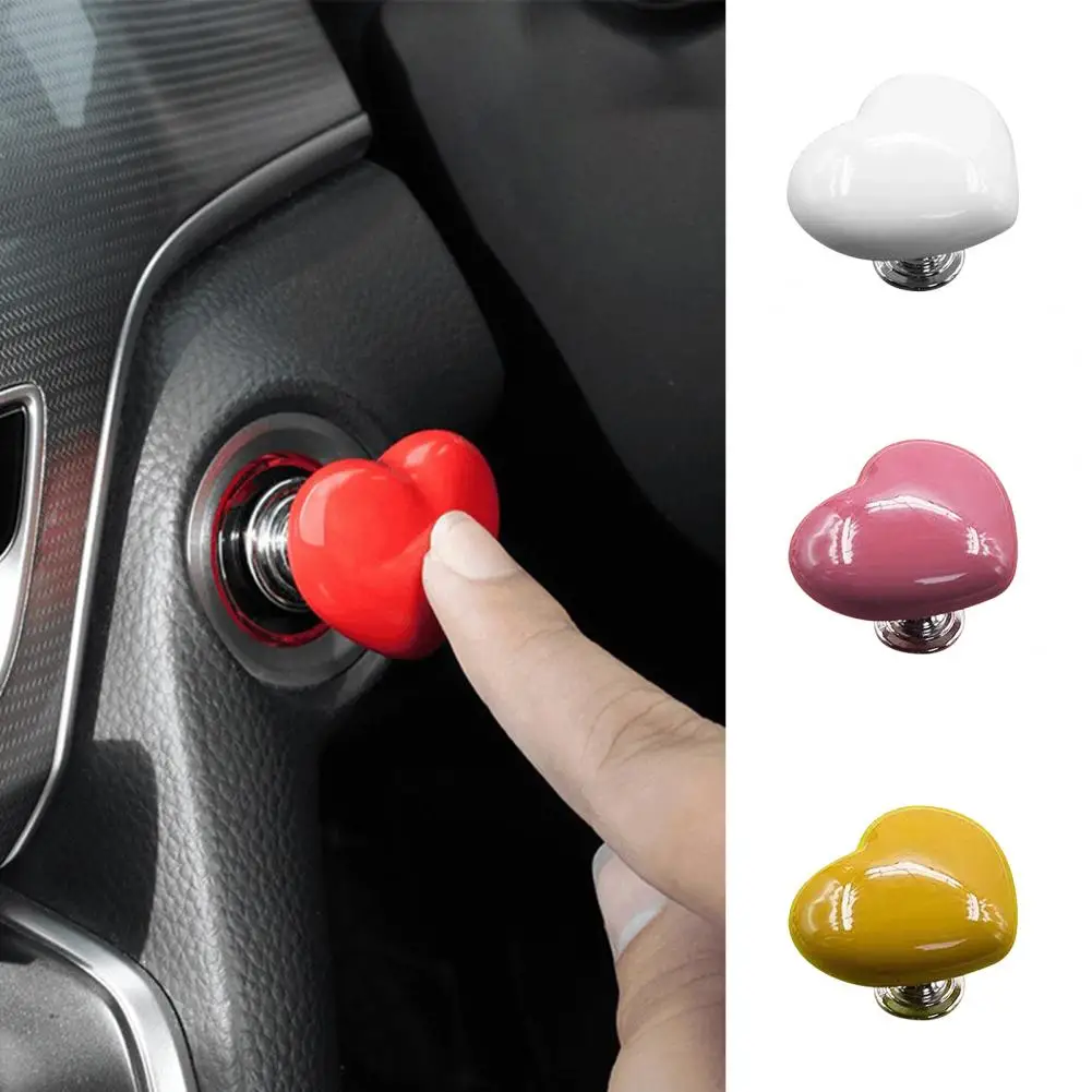 Vehicle Decor Accessory Heart-shaped Car One-touch Start Button Cover for Easy Installation Universal Engine Start for Quick