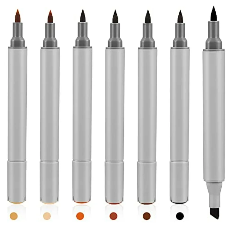 

6 Pack Dual Tip Leather Dye Marker Pens Touch up Pen Shoe Marker Leather Flow Marking Pen for Furniture Scratches Shoe Repair K