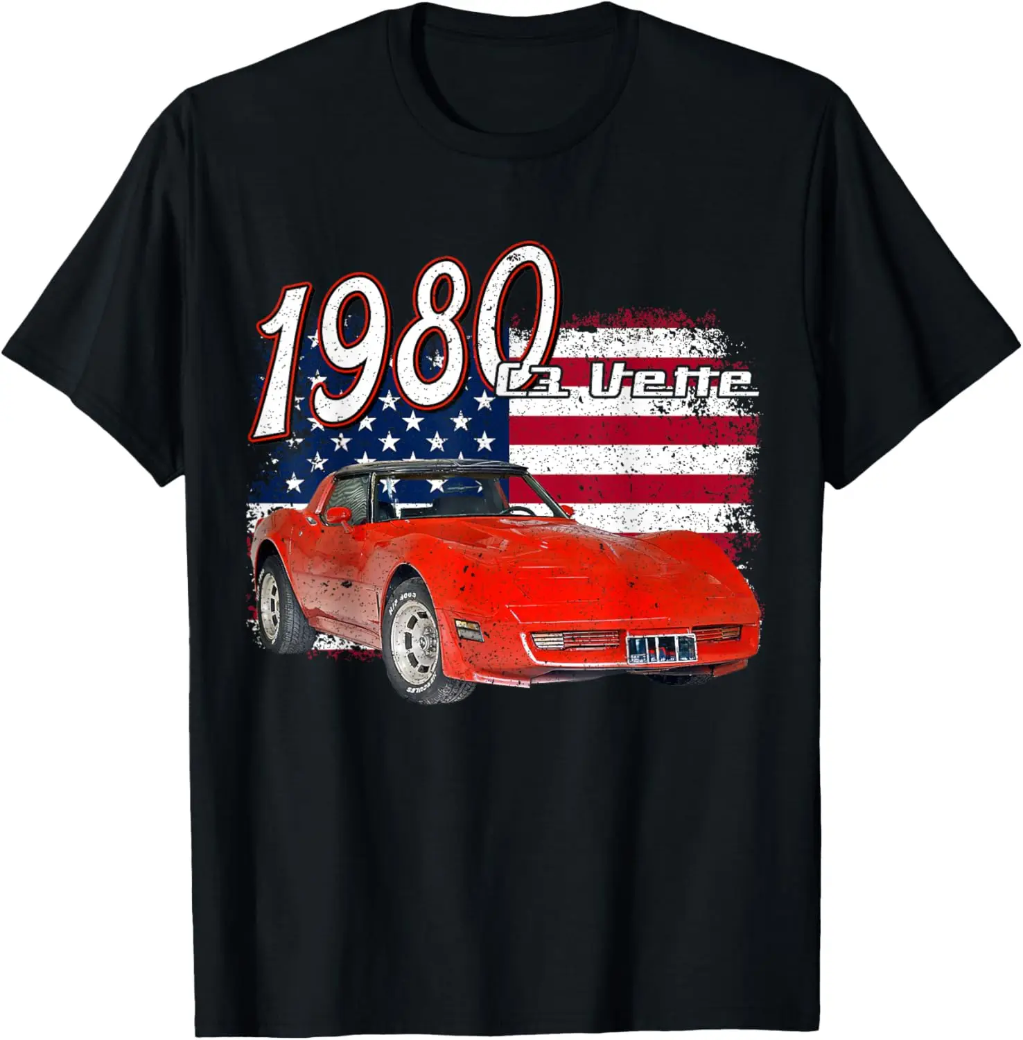 1980 80 C3 Vette StingRay Z06 ZR1 T-shirt de voiture de sport de supercar rouge