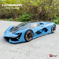 Bburago-Coche de juguete Lamborghini Terzo Millennio de Tercera Edad, juguete de colección de aleación de simulación, regalo azul para bebé, 1:24