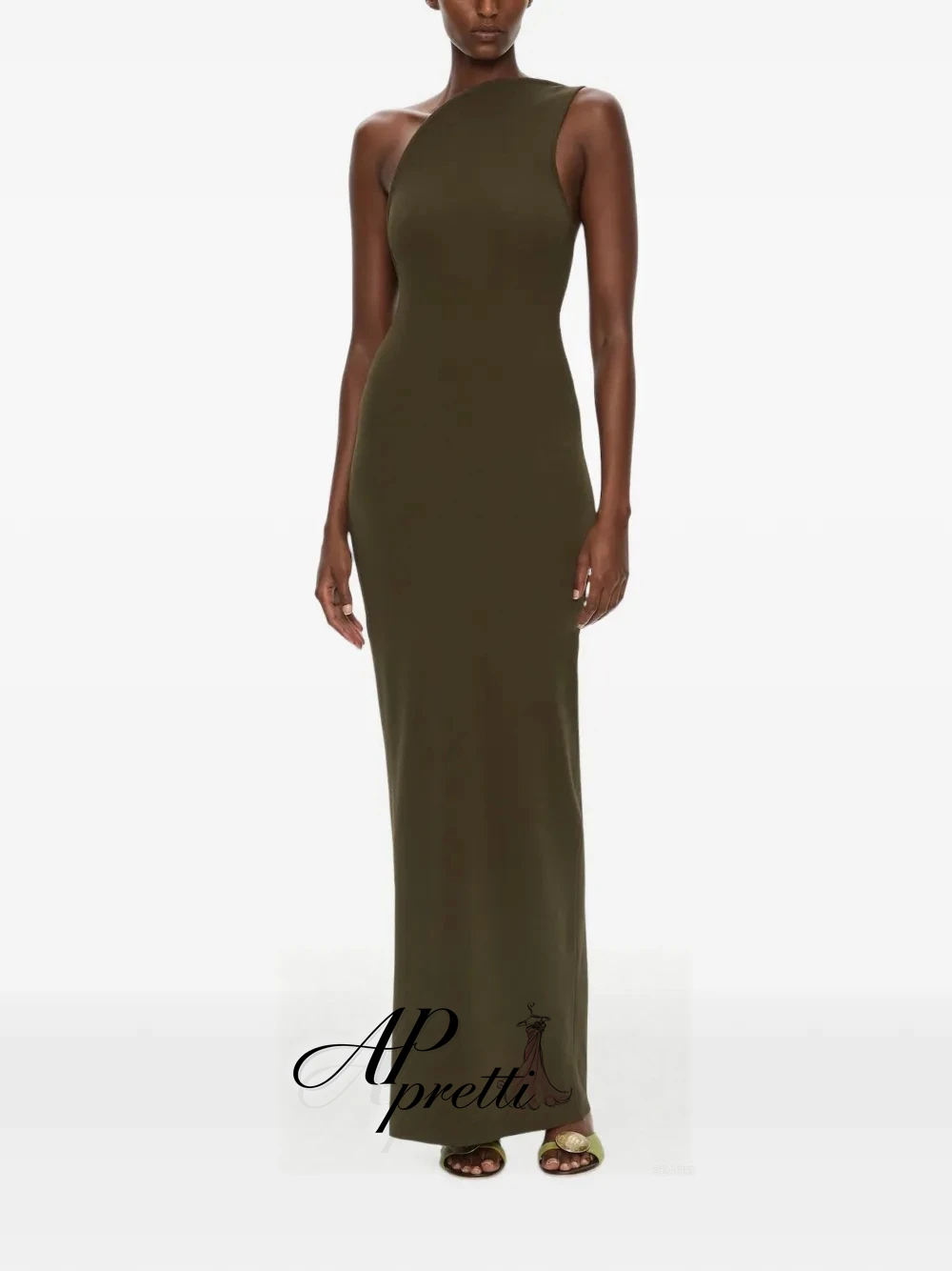 AP pretti Modern One Shoulder Sleeveless Evening Dress Customized Simple Solid Stretch Satin Sheath Floor Length Party Prom Gown