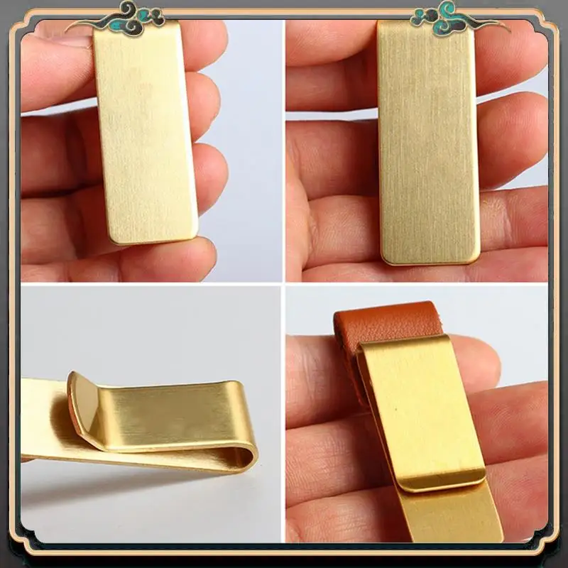 Reliable-3X Fashion Brass Money Clip Simple Dollar Cash ID Card Clamp