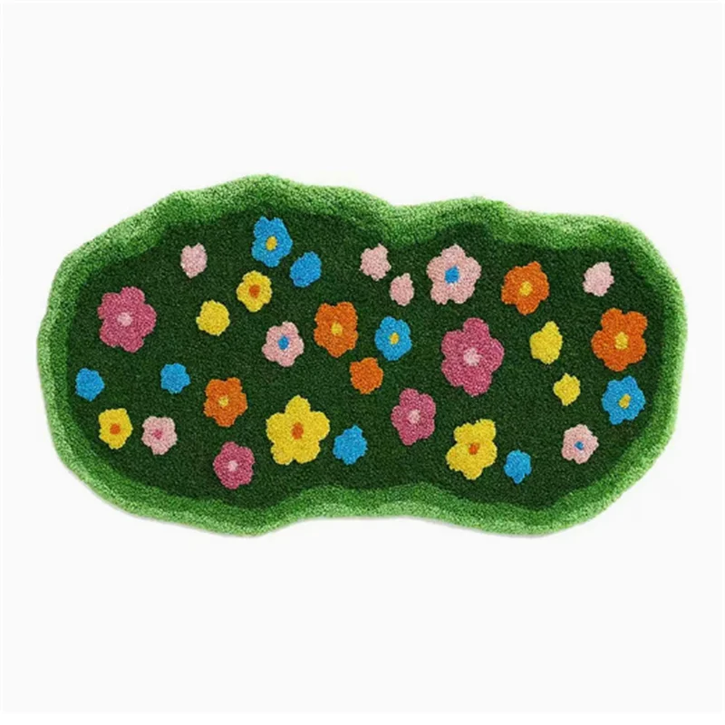 50x90cm Faux Cashmere Bedside Rug Cloud Alien Design Water-Absorbing Non-Slip Floor Mat for Bedroom Entrance Living Room