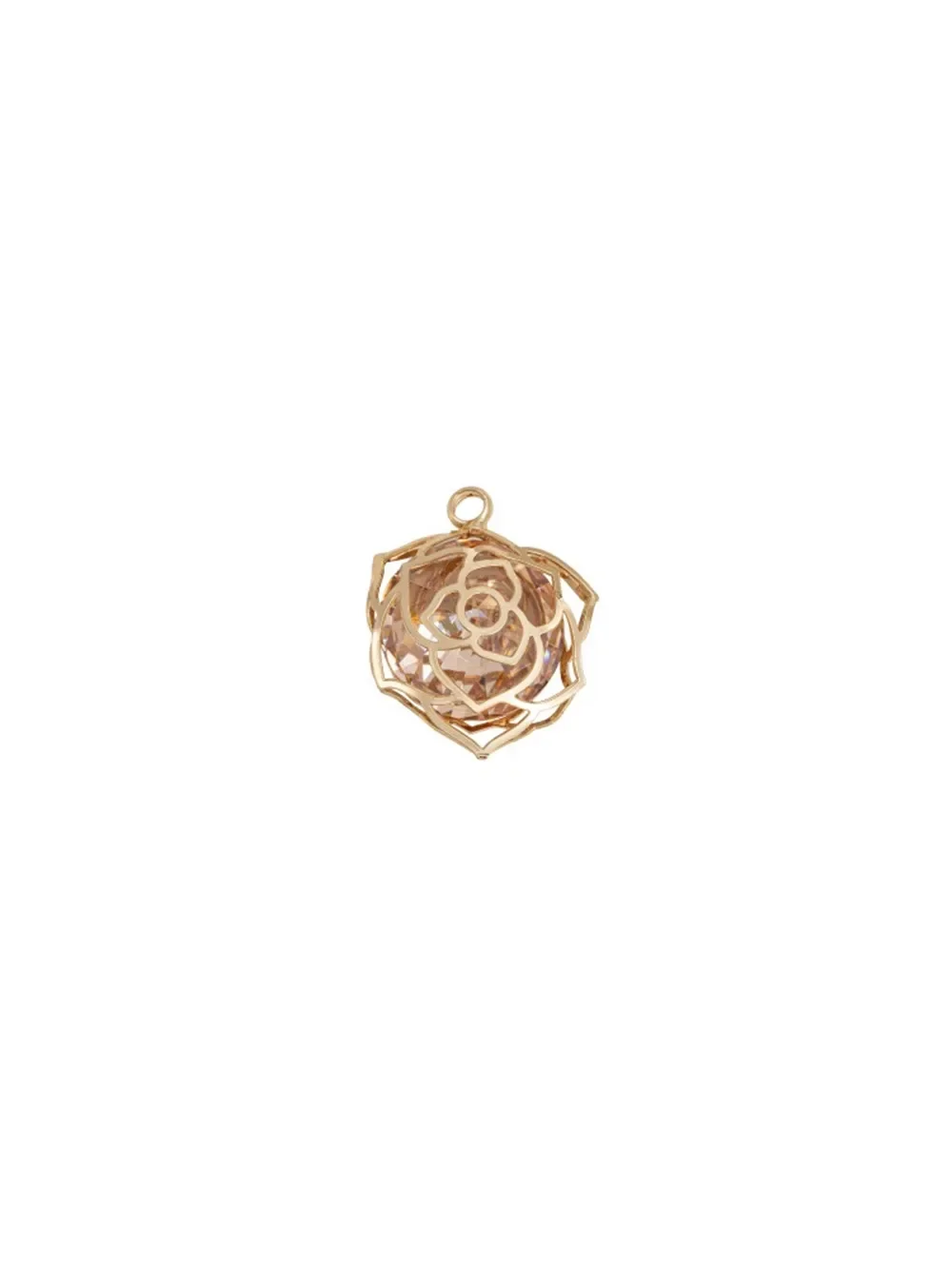 

14K Gold-Color Plated Big Diamond Flash Zircon Rose Pendant Handmade Diy Necklace Pendant Hanging Accessories