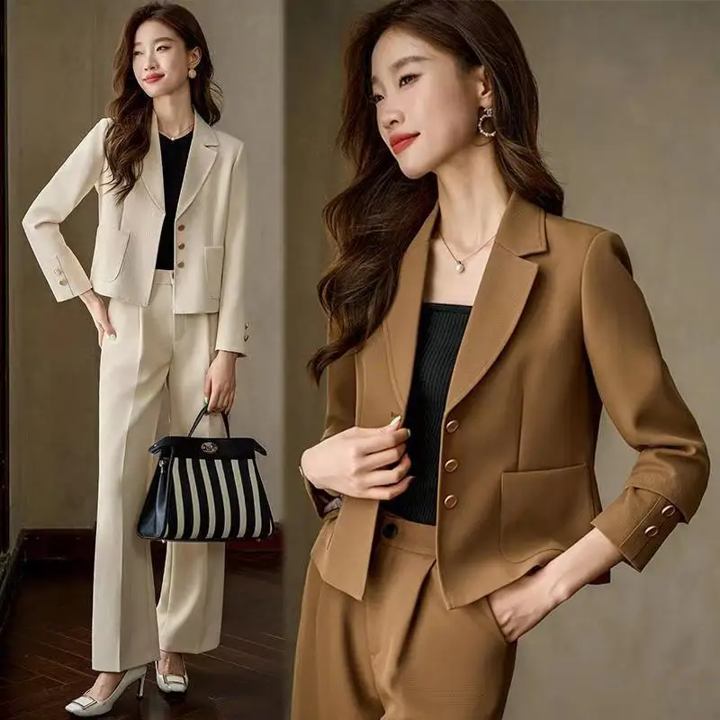 Short Suit Coat Women's Spring and Autumn Long Sleeve Temperament Commute Small Slim Fit Fashion Business Attire Suit Suit