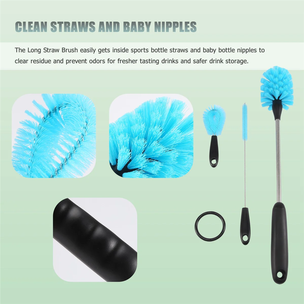 Stainless Steel Water Bottle Cleaning Brush Set,Long Handle Bottle Cleaner Set, Built for Narrow Neck BottlesJAS