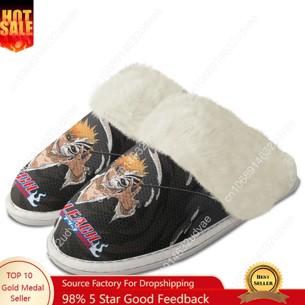 

B-BLEACH Plush Slippers Keep Warm Shoes Mens Womens Home Cotton Bedroom Customized Thermal Lightweight Slipper DIY