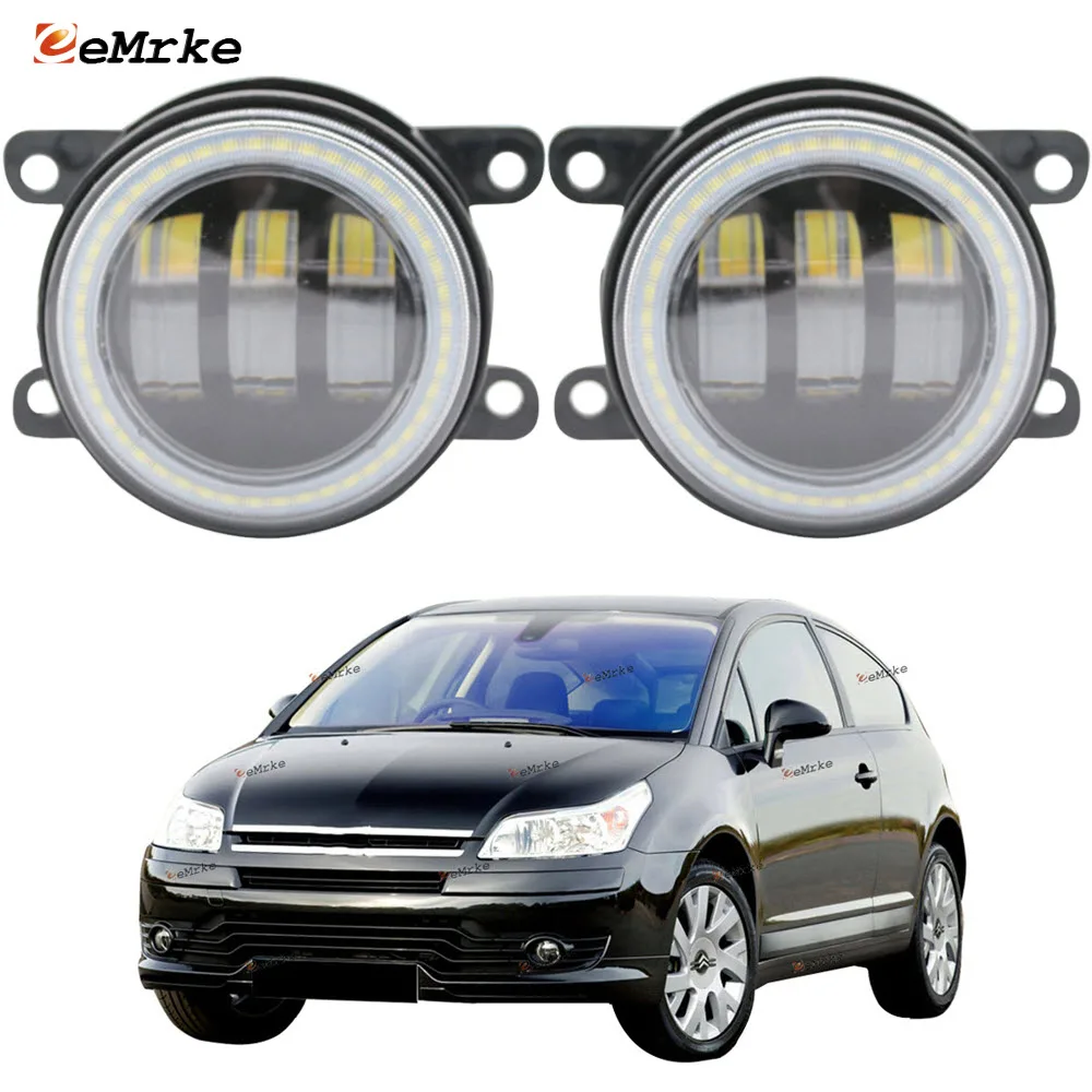 

2PCS Led Angel Eye DRL for Citroen C4 Typ L 2004 2005 2006 2007 Fog Lights Lamp 2-Colors with Lens Daytime Running Light 12V DRL