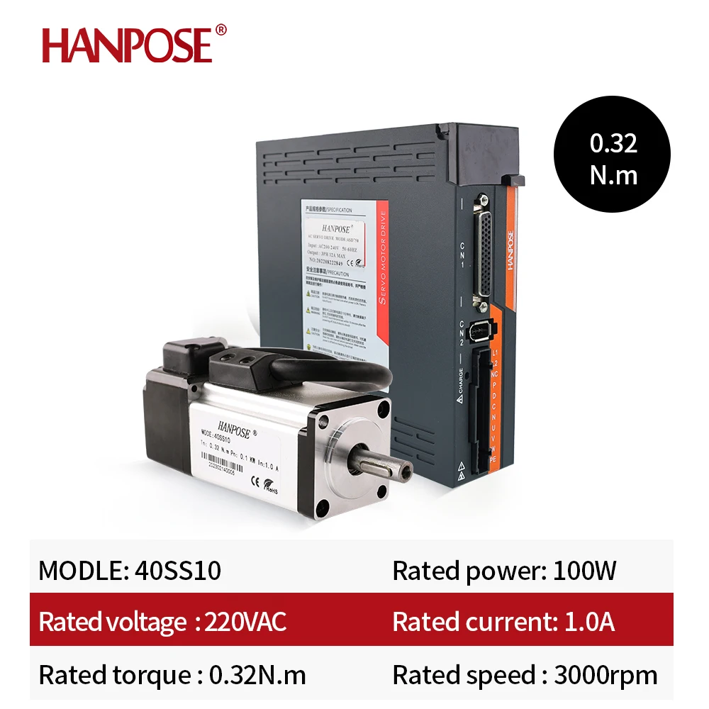 مجموعة محرك سيرفو عالية الأداء AC200-240V 1.0A 0.32N.m 40SS10 وASD210 معدات آلة الطحن باستخدام الحاسب الآلي محرك سيرفو يعمل بالتيار المتردد
