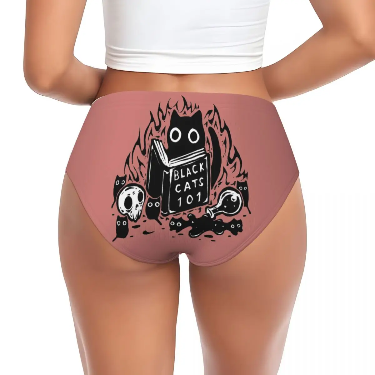 Custom Womens Black Cat 101s Panties Underwear Female Soft Briefs Underpants